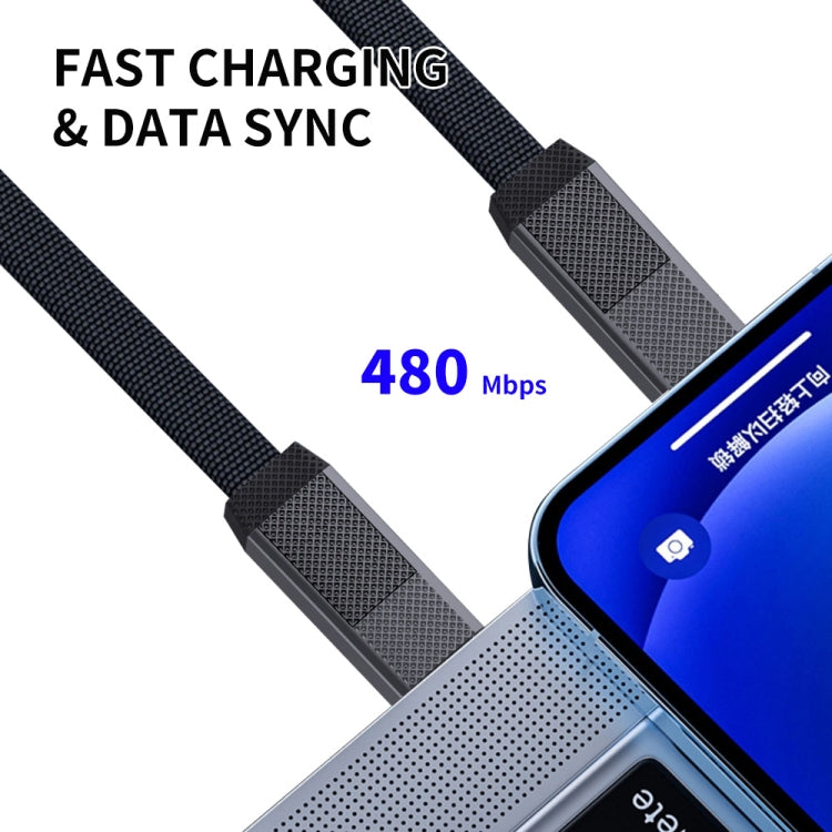 ENKAY ENK-CB134 Cáp sạc nhanh dữ liệu từ USB-A / Type-C sang 8 Pin / Type-C bện nylon 4 trong 1 60W có nam châm, dài 0,15m, 1,2m