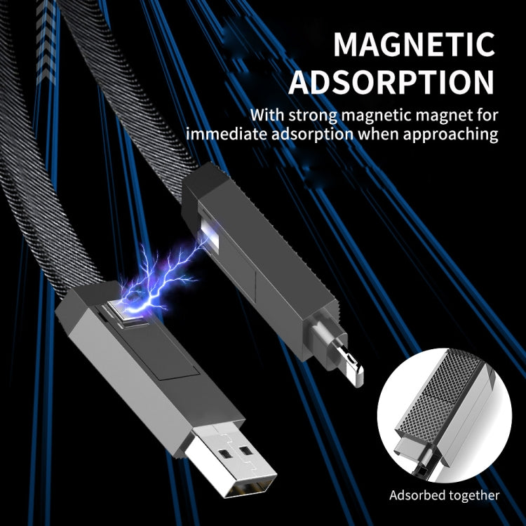 ENKAY ENK-CB134 Cáp sạc nhanh dữ liệu từ USB-A / Type-C sang 8 Pin / Type-C bện nylon 4 trong 1 60W có nam châm, dài 0,15m, 1,2m