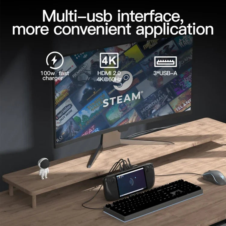Đế sạc đa năng 5 trong 1 V266 cho Steam Deck hỗ trợ 4K/60Hz USB3.0, V266 5 trong 1