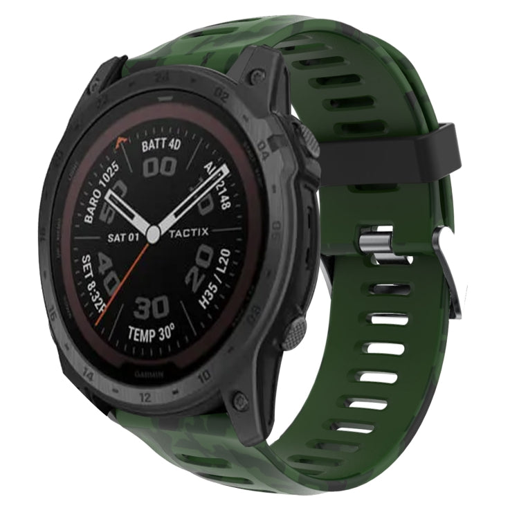 26mm Camouflage Printed Silicone Watch Band, For Garmin Instinct 2X Solar, For Garmin D2 Delta PX, For Garmin Tactix 7 Pro, For Garmin Tactix 7, For Garmin Fenix 7X, For Garmin Fenix 7X Solar, For Garmin Tactix Delta, For Garmin Enduro 2