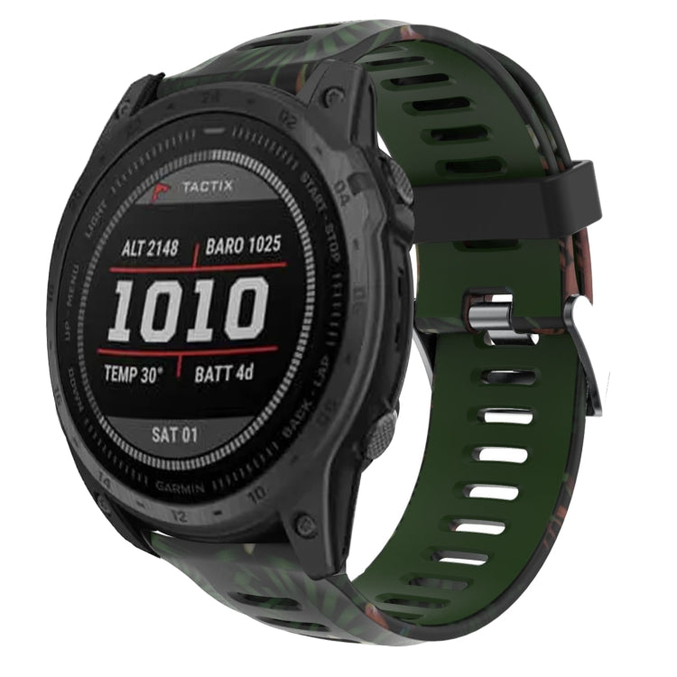 26mm Camouflage Printed Silicone Watch Band, For Garmin Instinct 2X Solar, For Garmin D2 Delta PX, For Garmin Tactix 7 Pro, For Garmin Tactix 7, For Garmin Fenix 7X, For Garmin Fenix 7X Solar, For Garmin Tactix Delta, For Garmin Enduro 2