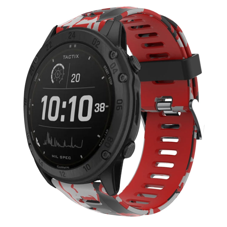 26mm Camouflage Printed Silicone Watch Band, For Garmin Instinct 2X Solar, For Garmin D2 Delta PX, For Garmin Tactix 7 Pro, For Garmin Tactix 7, For Garmin Fenix 7X, For Garmin Fenix 7X Solar, For Garmin Tactix Delta, For Garmin Enduro 2