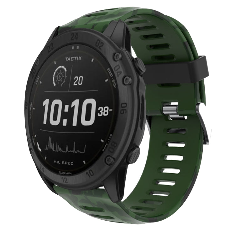 26mm Camouflage Printed Silicone Watch Band, For Garmin Instinct 2X Solar, For Garmin D2 Delta PX, For Garmin Tactix 7 Pro, For Garmin Tactix 7, For Garmin Fenix 7X, For Garmin Fenix 7X Solar, For Garmin Tactix Delta, For Garmin Enduro 2
