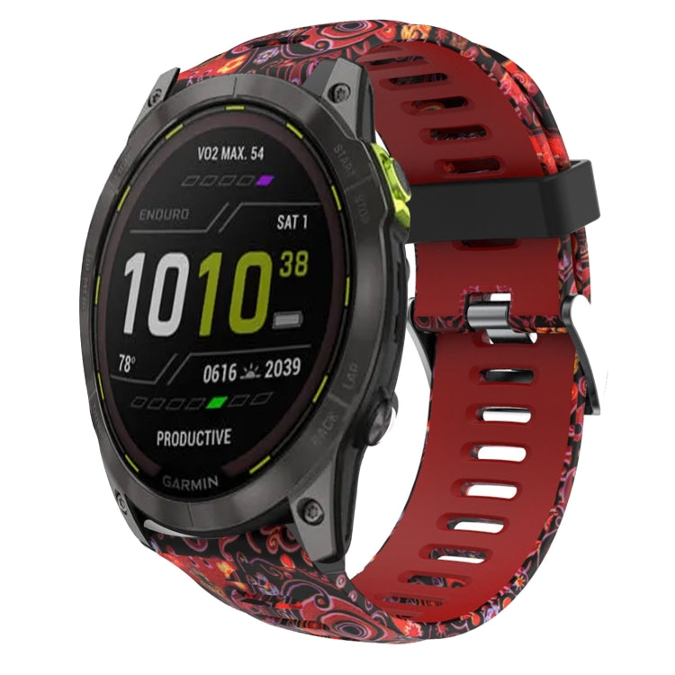 26mm Camouflage Printed Silicone Watch Band, For Garmin Instinct 2X Solar, For Garmin D2 Delta PX, For Garmin Tactix 7 Pro, For Garmin Tactix 7, For Garmin Fenix 7X, For Garmin Fenix 7X Solar, For Garmin Tactix Delta, For Garmin Enduro 2