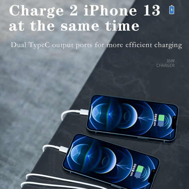 Sạc đôi 35W PD3.0 USB-C / Type-C cho dòng iPhone / iPad, phích cắm US, phích cắm EU