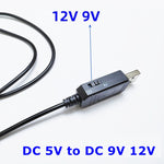 Cáp chuyển đổi tăng áp điện áp USB DC 5V lên DC 9V 12V với bộ biến áp tăng áp 1A và bộ điều chỉnh nguồn có màn hình LED, DC 5V lên DC 9V 12V
