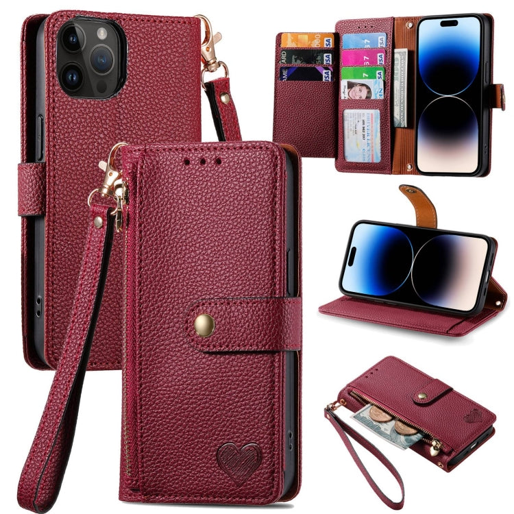 Bao da điện thoại dây kéo hình trái tim, dành cho iPhone 14 Pro Max, iPhone 7 / 8 / SE 2022, iPhone 13 Pro Max, iPhone 13 Pro, iPhone 13, iPhone 12 / 12 Pro, iPhone 12 Pro Max, iPhone 11 Pro Max