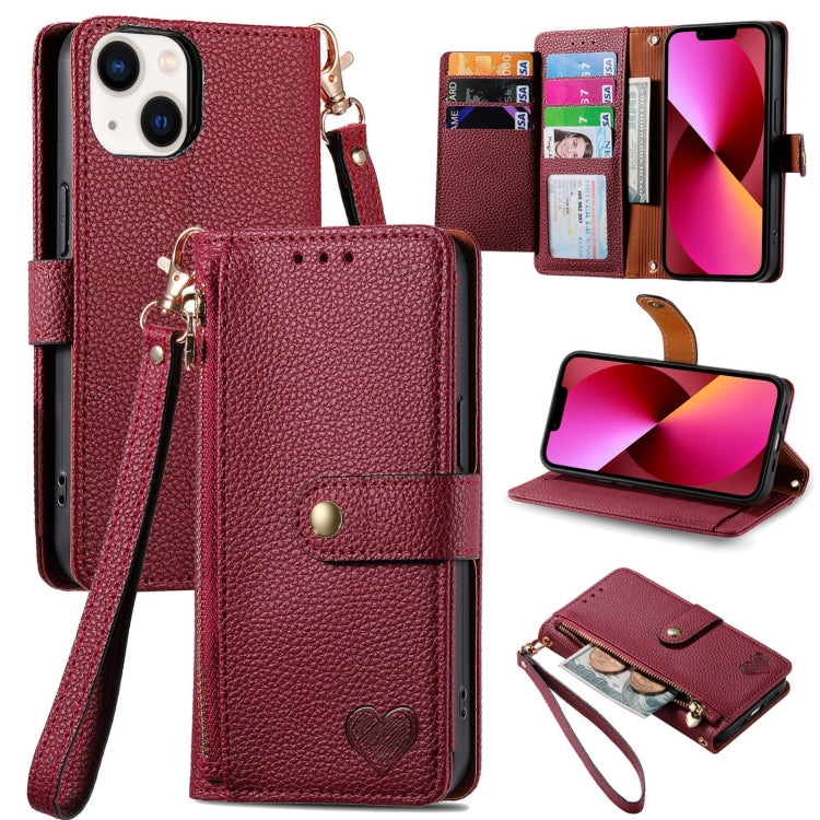 Bao da điện thoại dây kéo hình trái tim, dành cho iPhone 14 Pro Max, iPhone 7 / 8 / SE 2022, iPhone 13 Pro Max, iPhone 13 Pro, iPhone 13, iPhone 12 / 12 Pro, iPhone 12 Pro Max, iPhone 11 Pro Max