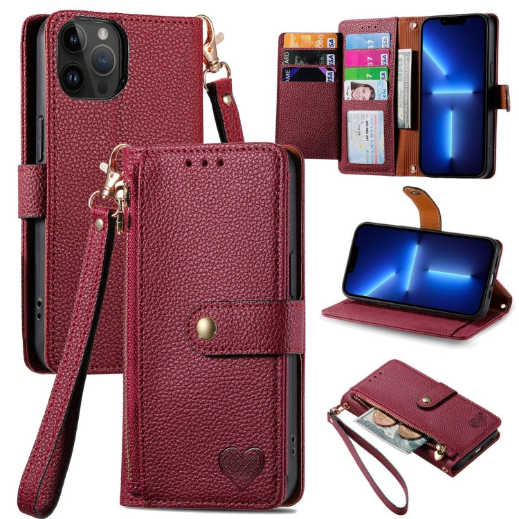Bao da điện thoại dây kéo hình trái tim, dành cho iPhone 14 Pro Max, iPhone 7 / 8 / SE 2022, iPhone 13 Pro Max, iPhone 13 Pro, iPhone 13, iPhone 12 / 12 Pro, iPhone 12 Pro Max, iPhone 11 Pro Max