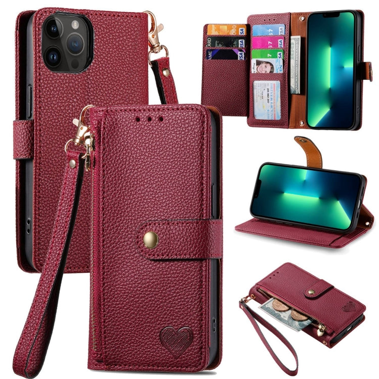 Bao da điện thoại dây kéo hình trái tim, dành cho iPhone 14 Pro Max, iPhone 7 / 8 / SE 2022, iPhone 13 Pro Max, iPhone 13 Pro, iPhone 13, iPhone 12 / 12 Pro, iPhone 12 Pro Max, iPhone 11 Pro Max