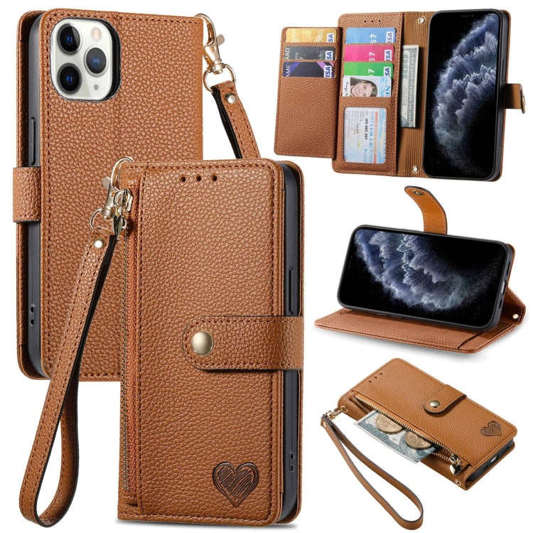Bao da điện thoại dây kéo hình trái tim, dành cho iPhone 11, iPhone 11 Pro, iPhone X / XS, iPhone XR, iPhone XS Max, iPhone 7 Plus / 8 Plus, iPhone 6 Plus / 6s Plus, iPhone 6 / 6s