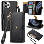 Bao da điện thoại dây kéo hình trái tim, dành cho iPhone 11, iPhone 11 Pro, iPhone X / XS, iPhone XR, iPhone XS Max, iPhone 7 Plus / 8 Plus, iPhone 6 Plus / 6s Plus, iPhone 6 / 6s