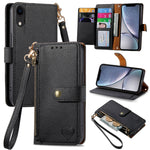 Bao da điện thoại dây kéo hình trái tim, dành cho iPhone 11, iPhone 11 Pro, iPhone X / XS, iPhone XR, iPhone XS Max, iPhone 7 Plus / 8 Plus, iPhone 6 Plus / 6s Plus, iPhone 6 / 6s