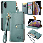 Bao da điện thoại dây kéo hình trái tim, dành cho iPhone 11, iPhone 11 Pro, iPhone X / XS, iPhone XR, iPhone XS Max, iPhone 7 Plus / 8 Plus, iPhone 6 Plus / 6s Plus, iPhone 6 / 6s