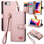 Bao da điện thoại dây kéo hình trái tim, dành cho iPhone 14 Pro Max, iPhone 7 / 8 / SE 2022, iPhone 13 Pro Max, iPhone 13 Pro, iPhone 13, iPhone 12 / 12 Pro, iPhone 12 Pro Max, iPhone 11 Pro Max