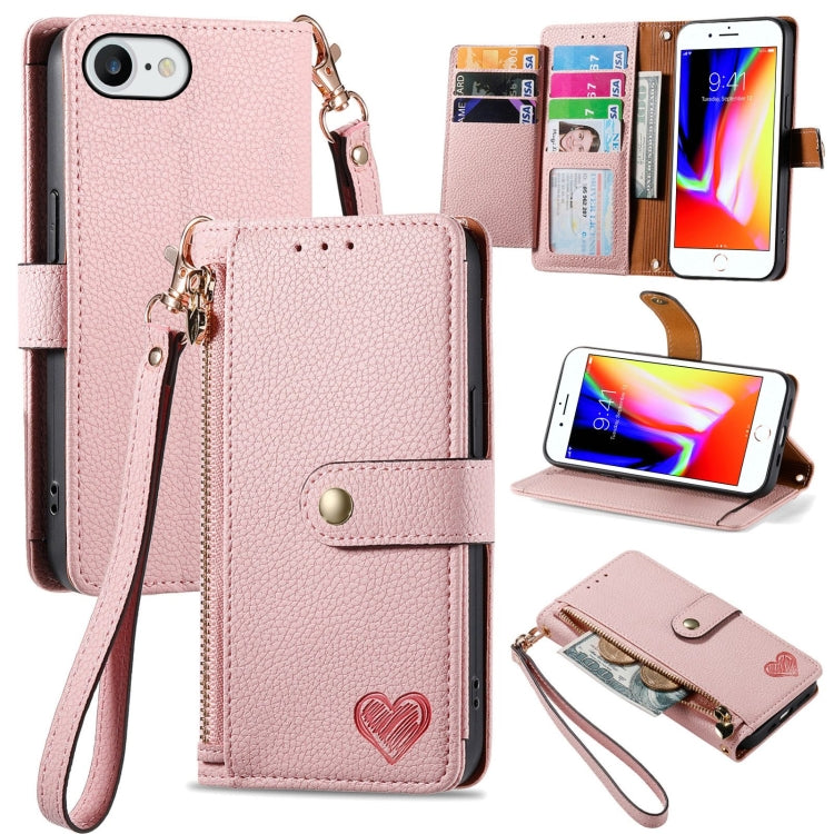 Bao da điện thoại dây kéo hình trái tim, dành cho iPhone 14 Pro Max, iPhone 7 / 8 / SE 2022, iPhone 13 Pro Max, iPhone 13 Pro, iPhone 13, iPhone 12 / 12 Pro, iPhone 12 Pro Max, iPhone 11 Pro Max