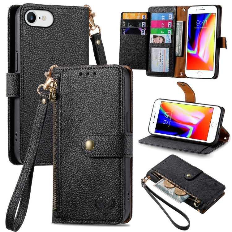 Bao da điện thoại dây kéo hình trái tim, dành cho iPhone 14 Pro Max, iPhone 7 / 8 / SE 2022, iPhone 13 Pro Max, iPhone 13 Pro, iPhone 13, iPhone 12 / 12 Pro, iPhone 12 Pro Max, iPhone 11 Pro Max