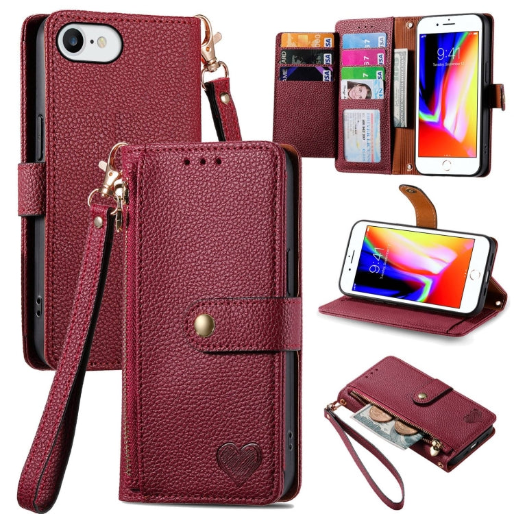 Bao da điện thoại dây kéo hình trái tim, dành cho iPhone 14 Pro Max, iPhone 7 / 8 / SE 2022, iPhone 13 Pro Max, iPhone 13 Pro, iPhone 13, iPhone 12 / 12 Pro, iPhone 12 Pro Max, iPhone 11 Pro Max