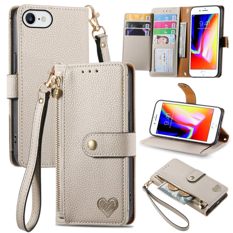 Bao da điện thoại dây kéo hình trái tim, dành cho iPhone 14 Pro Max, iPhone 7 / 8 / SE 2022, iPhone 13 Pro Max, iPhone 13 Pro, iPhone 13, iPhone 12 / 12 Pro, iPhone 12 Pro Max, iPhone 11 Pro Max