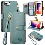 Bao da điện thoại dây kéo hình trái tim, dành cho iPhone 11, iPhone 11 Pro, iPhone X / XS, iPhone XR, iPhone XS Max, iPhone 7 Plus / 8 Plus, iPhone 6 Plus / 6s Plus, iPhone 6 / 6s