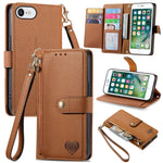 Bao da điện thoại dây kéo hình trái tim, dành cho iPhone 11, iPhone 11 Pro, iPhone X / XS, iPhone XR, iPhone XS Max, iPhone 7 Plus / 8 Plus, iPhone 6 Plus / 6s Plus, iPhone 6 / 6s