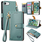 Bao da điện thoại dây kéo hình trái tim, dành cho iPhone 11, iPhone 11 Pro, iPhone X / XS, iPhone XR, iPhone XS Max, iPhone 7 Plus / 8 Plus, iPhone 6 Plus / 6s Plus, iPhone 6 / 6s