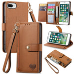 Bao da điện thoại dây kéo hình trái tim, dành cho iPhone 11, iPhone 11 Pro, iPhone X / XS, iPhone XR, iPhone XS Max, iPhone 7 Plus / 8 Plus, iPhone 6 Plus / 6s Plus, iPhone 6 / 6s