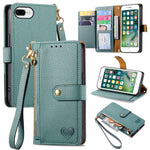 Bao da điện thoại dây kéo hình trái tim, dành cho iPhone 11, iPhone 11 Pro, iPhone X / XS, iPhone XR, iPhone XS Max, iPhone 7 Plus / 8 Plus, iPhone 6 Plus / 6s Plus, iPhone 6 / 6s