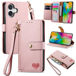 Bao da điện thoại dây đeo khóa kéo Love, dành cho iPhone 17e / 16e, iPhone 17 Pro Max, iPhone 17 Pro, iPhone 17, iPhone Air, iPhone 16 Pro Max, iPhone 16 Pro, iPhone 16 Plus