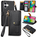 Bao da điện thoại dây đeo khóa kéo Love, dành cho iPhone 17e / 16e, iPhone 17 Pro Max, iPhone 17 Pro, iPhone 17, iPhone Air, iPhone 16 Pro Max, iPhone 16 Pro, iPhone 16 Plus
