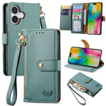 Bao da điện thoại dây đeo khóa kéo Love, dành cho iPhone 17e / 16e, iPhone 17 Pro Max, iPhone 17 Pro, iPhone 17, iPhone Air, iPhone 16 Pro Max, iPhone 16 Pro, iPhone 16 Plus
