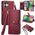 Bao da điện thoại dây đeo khóa kéo Love, dành cho iPhone 17e / 16e, iPhone 17 Pro Max, iPhone 17 Pro, iPhone 17, iPhone Air, iPhone 16 Pro Max, iPhone 16 Pro, iPhone 16 Plus