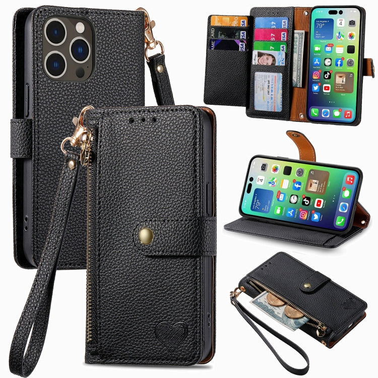 Bao da điện thoại dây đeo khóa kéo Love, dành cho iPhone 17e / 16e, iPhone 17 Pro Max, iPhone 17 Pro, iPhone 17, iPhone Air, iPhone 16 Pro Max, iPhone 16 Pro, iPhone 16 Plus