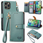 Bao da điện thoại dây đeo khóa kéo Love, dành cho iPhone 17e / 16e, iPhone 17 Pro Max, iPhone 17 Pro, iPhone 17, iPhone Air, iPhone 16 Pro Max, iPhone 16 Pro, iPhone 16 Plus