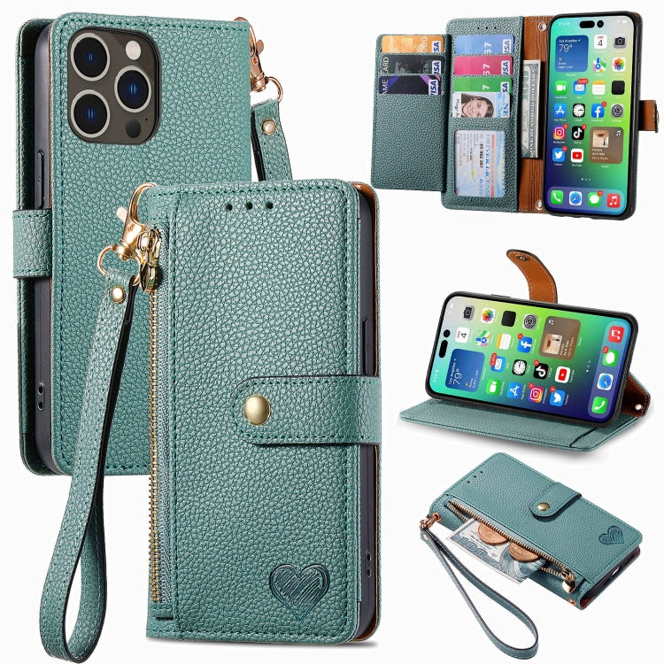 Bao da điện thoại dây đeo khóa kéo Love, dành cho iPhone 17e / 16e, iPhone 17 Pro Max, iPhone 17 Pro, iPhone 17, iPhone Air, iPhone 16 Pro Max, iPhone 16 Pro, iPhone 16 Plus
