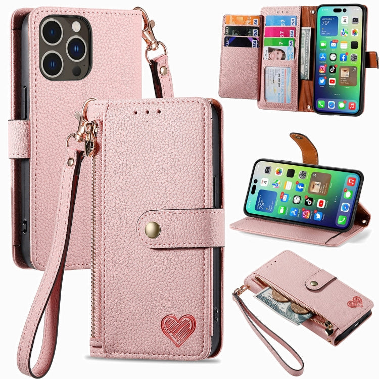 Bao da điện thoại dây đeo khóa kéo Love, dành cho iPhone 17e / 16e, iPhone 17 Pro Max, iPhone 17 Pro, iPhone 17, iPhone Air, iPhone 16 Pro Max, iPhone 16 Pro, iPhone 16 Plus