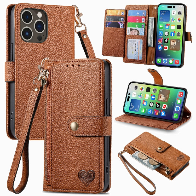 Bao da điện thoại dây đeo khóa kéo Love, dành cho iPhone 17e / 16e, iPhone 17 Pro Max, iPhone 17 Pro, iPhone 17, iPhone Air, iPhone 16 Pro Max, iPhone 16 Pro, iPhone 16 Plus