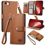 Bao da điện thoại dây đeo khóa kéo Love, dành cho iPhone 17e / 16e, iPhone 17 Pro Max, iPhone 17 Pro, iPhone 17, iPhone Air, iPhone 16 Pro Max, iPhone 16 Pro, iPhone 16 Plus