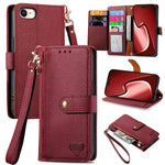 Bao da điện thoại dây đeo khóa kéo Love, dành cho iPhone 17e / 16e, iPhone 17 Pro Max, iPhone 17 Pro, iPhone 17, iPhone Air, iPhone 16 Pro Max, iPhone 16 Pro, iPhone 16 Plus