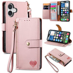Bao da điện thoại dây đeo khóa kéo Love, dành cho iPhone 17e / 16e, iPhone 17 Pro Max, iPhone 17 Pro, iPhone 17, iPhone Air, iPhone 16 Pro Max, iPhone 16 Pro, iPhone 16 Plus