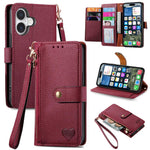 Bao da điện thoại dây đeo khóa kéo Love, dành cho iPhone 17e / 16e, iPhone 17 Pro Max, iPhone 17 Pro, iPhone 17, iPhone Air, iPhone 16 Pro Max, iPhone 16 Pro, iPhone 16 Plus