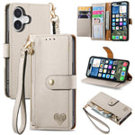 Bao da điện thoại dây đeo khóa kéo Love, dành cho iPhone 17e / 16e, iPhone 17 Pro Max, iPhone 17 Pro, iPhone 17, iPhone Air, iPhone 16 Pro Max, iPhone 16 Pro, iPhone 16 Plus