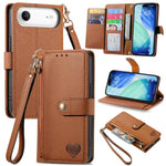 Bao da điện thoại dây đeo khóa kéo Love, dành cho iPhone 17e / 16e, iPhone 17 Pro Max, iPhone 17 Pro, iPhone 17, iPhone Air, iPhone 16 Pro Max, iPhone 16 Pro, iPhone 16 Plus