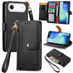Bao da điện thoại dây đeo khóa kéo Love, dành cho iPhone 17e / 16e, iPhone 17 Pro Max, iPhone 17 Pro, iPhone 17, iPhone Air, iPhone 16 Pro Max, iPhone 16 Pro, iPhone 16 Plus