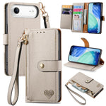 Bao da điện thoại dây đeo khóa kéo Love, dành cho iPhone 17e / 16e, iPhone 17 Pro Max, iPhone 17 Pro, iPhone 17, iPhone Air, iPhone 16 Pro Max, iPhone 16 Pro, iPhone 16 Plus