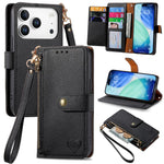 Bao da điện thoại dây đeo khóa kéo Love, dành cho iPhone 17e / 16e, iPhone 17 Pro Max, iPhone 17 Pro, iPhone 17, iPhone Air, iPhone 16 Pro Max, iPhone 16 Pro, iPhone 16 Plus