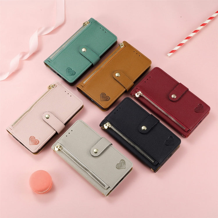 Bao da điện thoại dây kéo hình trái tim, dành cho iPhone 14 Pro Max, iPhone 7 / 8 / SE 2022, iPhone 13 Pro Max, iPhone 13 Pro, iPhone 13, iPhone 12 / 12 Pro, iPhone 12 Pro Max, iPhone 11 Pro Max
