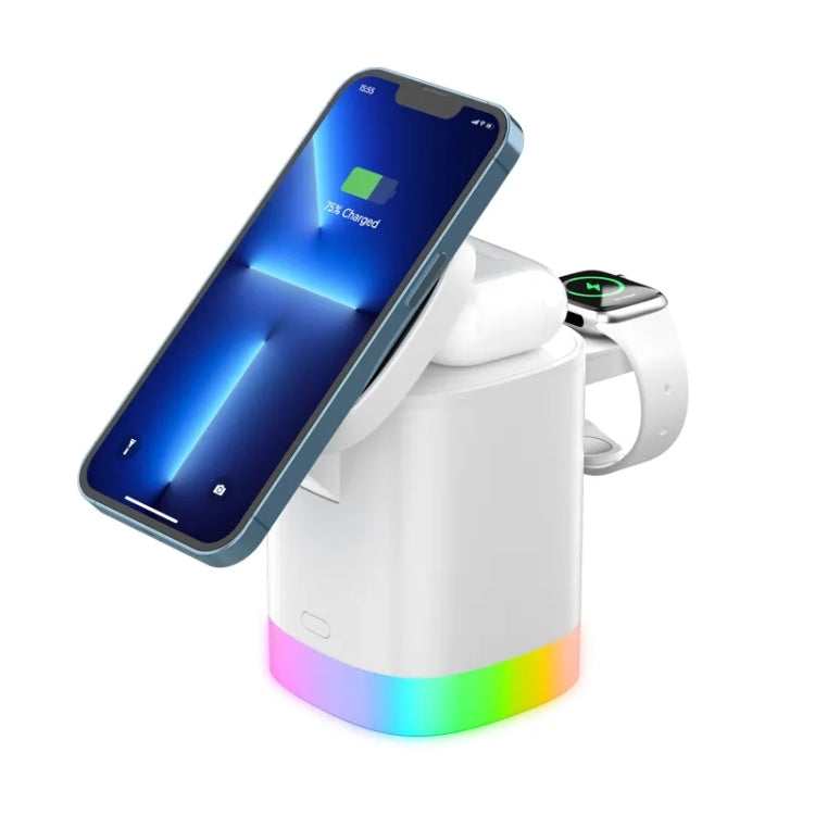 T15 Bộ sạc không dây từ tính Magsafe 3 trong 1 kèm giá đỡ gập cho iPhone / iWatch / AirPods, T15