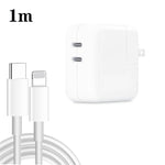 Sạc đôi 35W PD3.0 USB-C / Type-C kèm cáp dữ liệu Type-C sang 8 Pin, phích cắm US, phích cắm US + cáp 8 Pin dài 1m, phích cắm US + cáp 8 Pin dài 2m