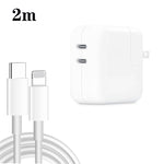 Sạc đôi 35W PD3.0 USB-C / Type-C kèm cáp dữ liệu Type-C sang 8 Pin, phích cắm US, phích cắm US + cáp 8 Pin dài 1m, phích cắm US + cáp 8 Pin dài 2m